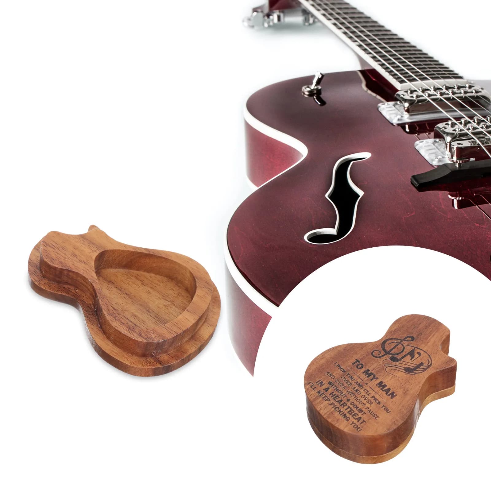 Wooden Guitar Pick Case Storage Holder Organizer Box for Guitarists Smooth Polished Wood Design Keeps Picks Safe Secure Easy