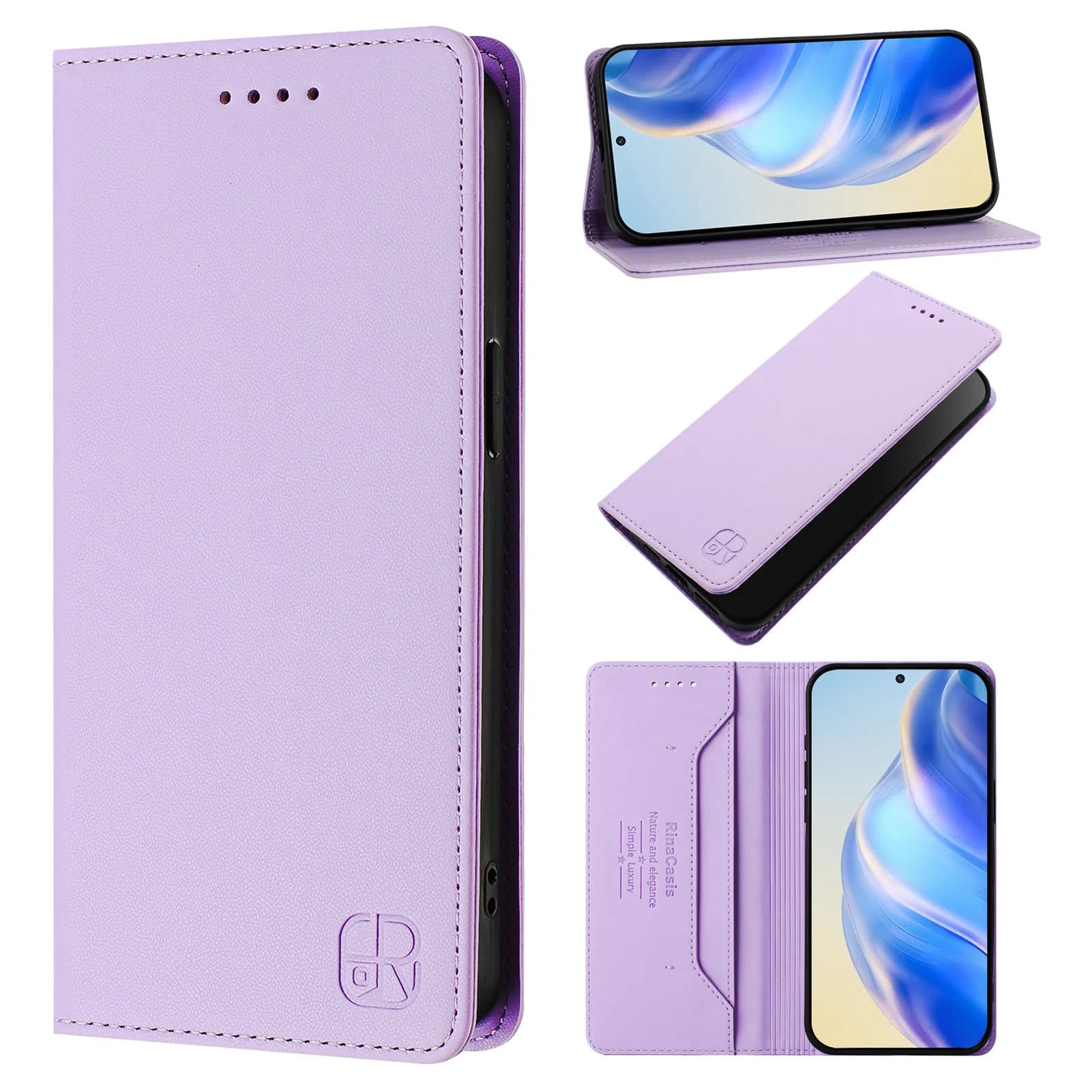 Custodia a libro magnetica in pelle con 2 slot per carte e blocco RFID per Tecno Pop 9 7 6C 5C e Tecno Spark Go 2025 2024 2023