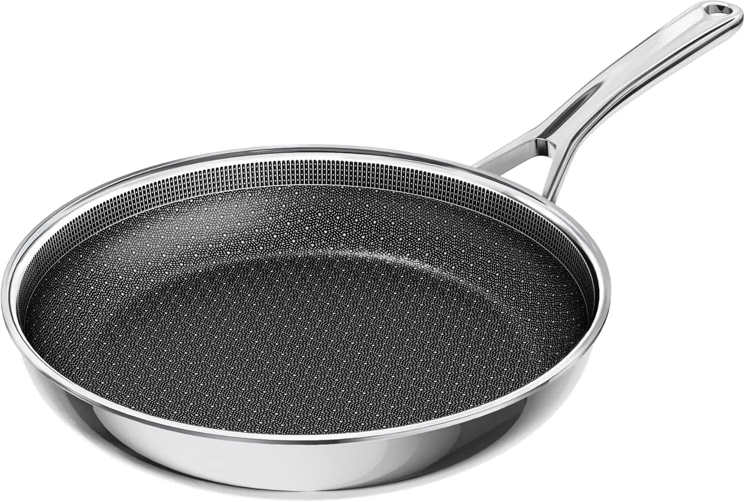 Padella Antiaderente da 11 Pollici, in Acciaio Inox con Rivestimento Ceramico, Senza PFAS, PFOA, PTFE e Compatibile con Induzione per Fornelli a Gas ed Elettrici