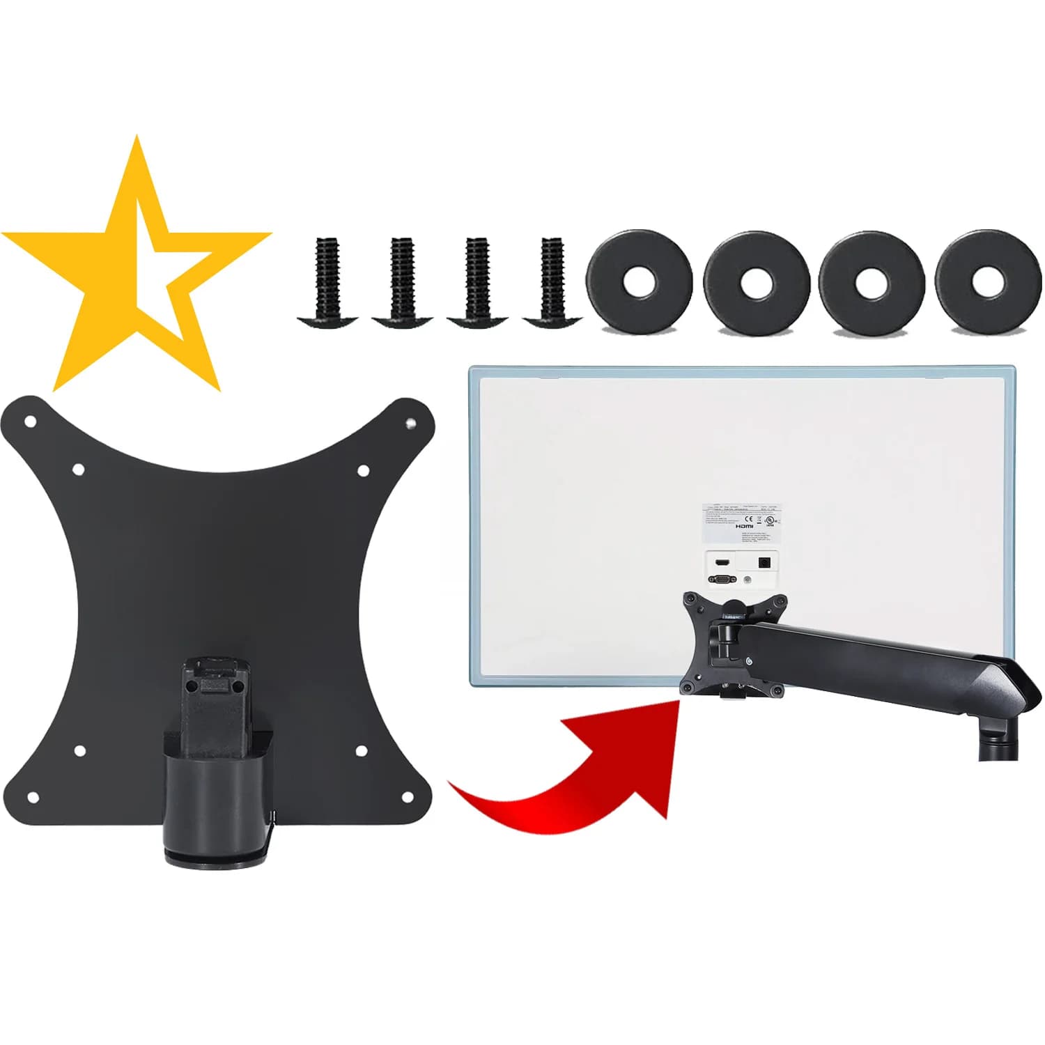 VESA Mount Adapter for Samsung S22D360H S24D393HL S24D391HL S27D393H S27D391H S27D390H Monitor Bracket Mounts to Stand / Arm