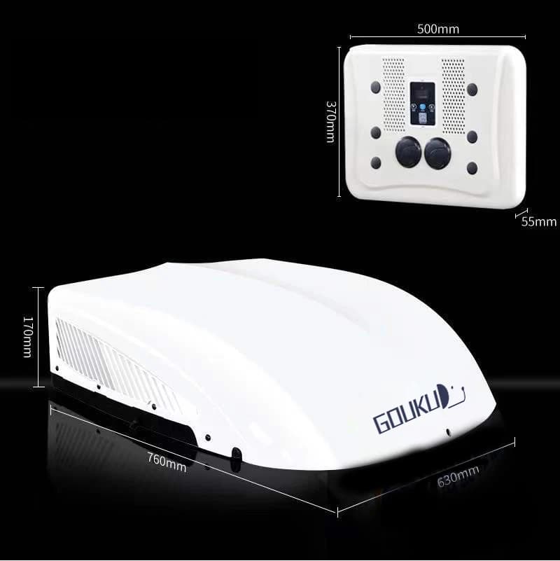 Aria condizionata elettrica sul tetto per 12v 24v Rv Roulotte Escavatore Veicolo Condizionatore d'aria Piccola ventola CA universale automatica