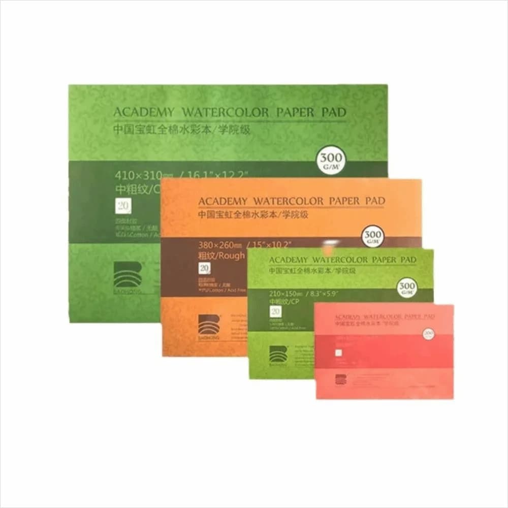 20 Sheets Watercolor Paper Block 300g 32K 16K 8K Watercolor Sketchbook Art Paper 100% Cotton Water Color Drawing Paper