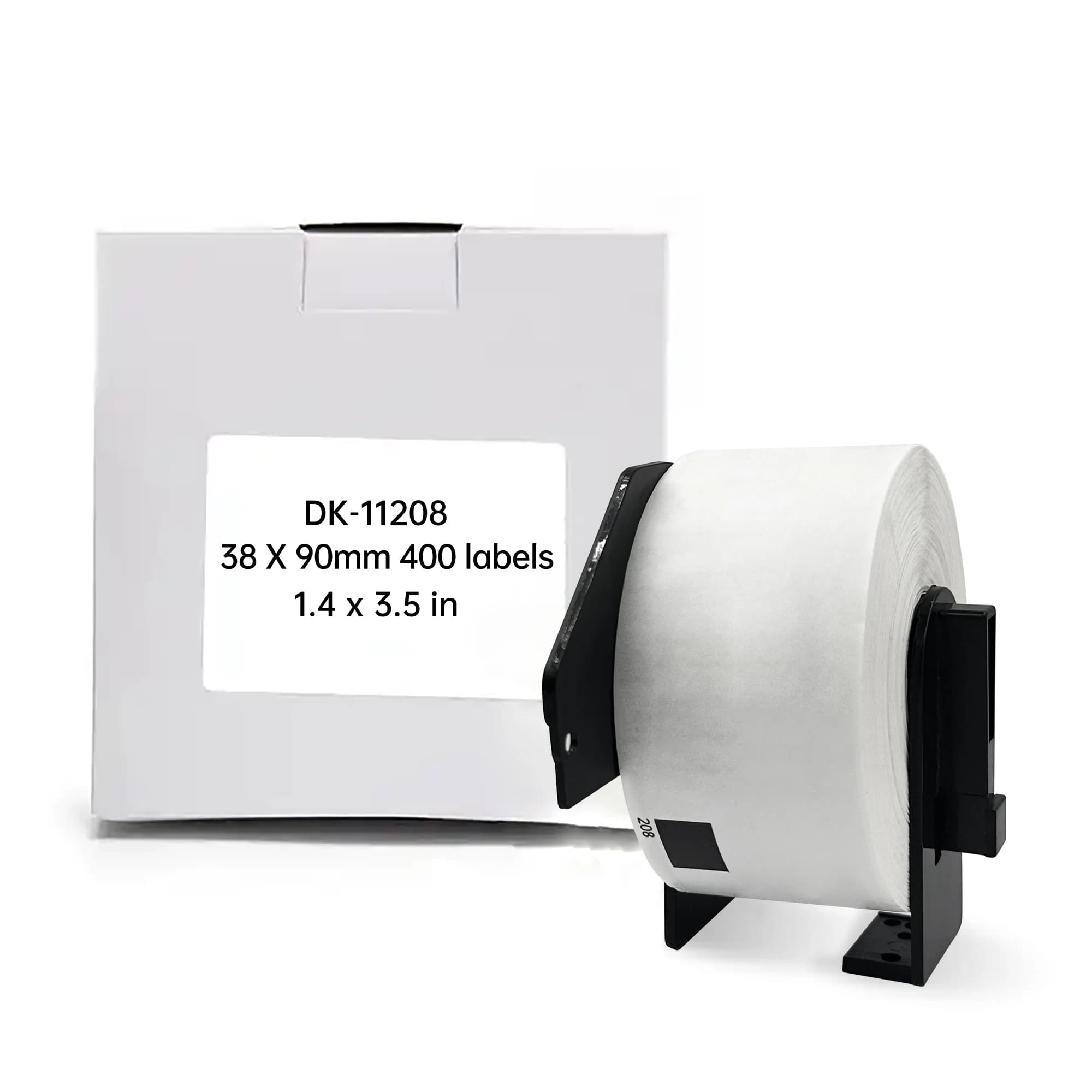 Etichette termiche compatibili Brother DK-11208 1208 Dk-208 38mm x 90mm 400 etichette per rotolo con cartuccia portaetichette