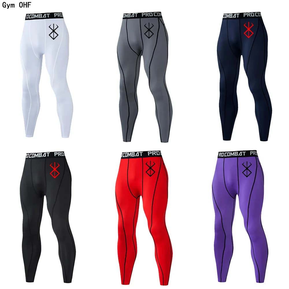 Rashguard pantaloni attillati a compressione da uomo Fitness Sport Leggings da corsa uomo Anime buds palestra pantaloni atletici ad asciugatura rapida da uomo