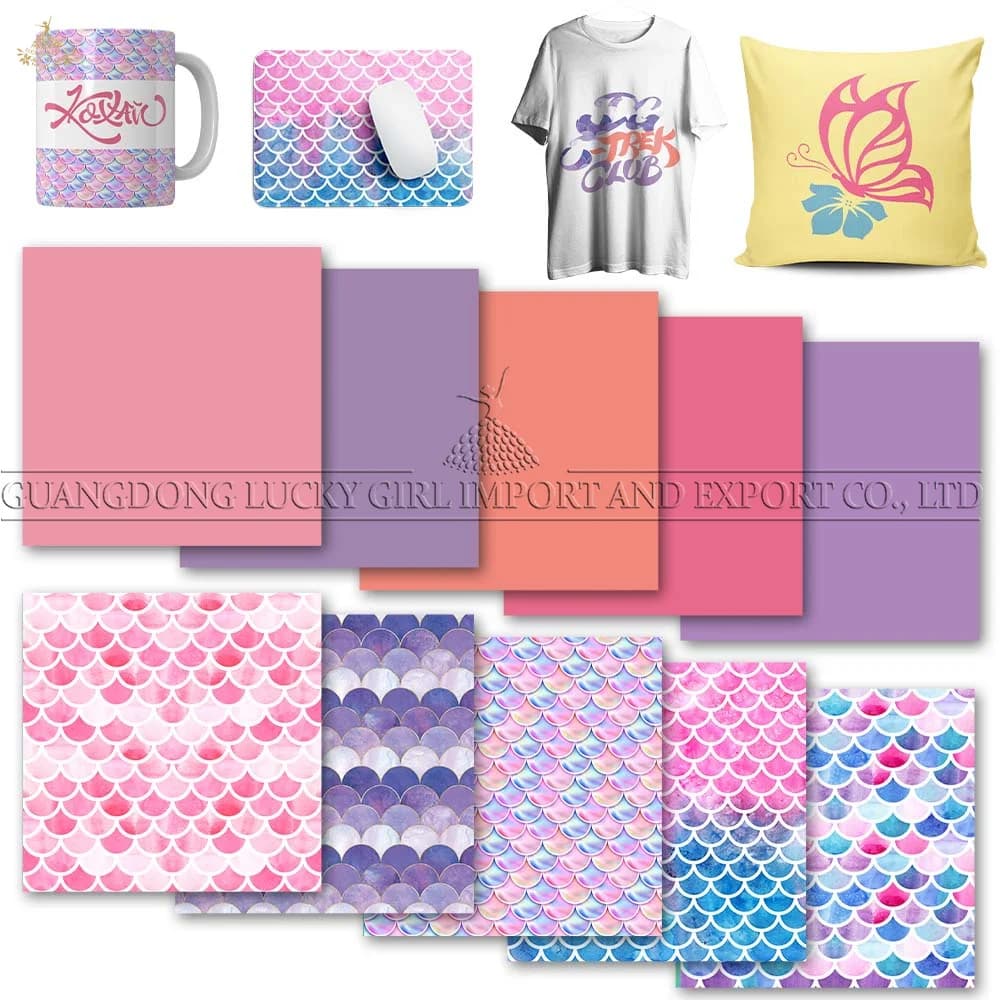 Lucky Goddness Pink Fish scale Transfer Paper Ink Sheet 12x12 ''carta Transfer a sublimazione Heat Press o Mug t-shirt Fabric