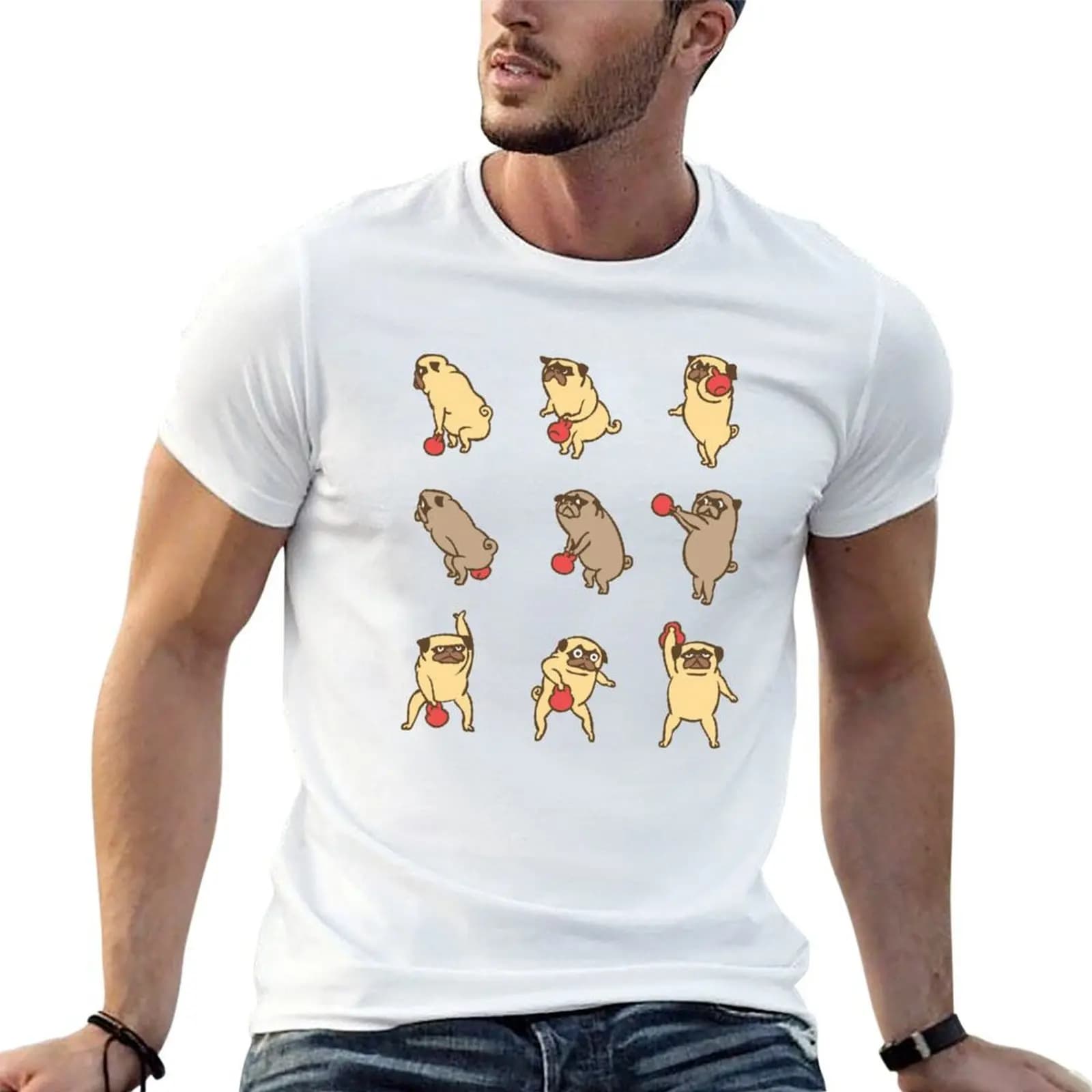 Kettlebell workout with Pugsgym T-Shirt Athletic Fit Sports Short Sleeve Top