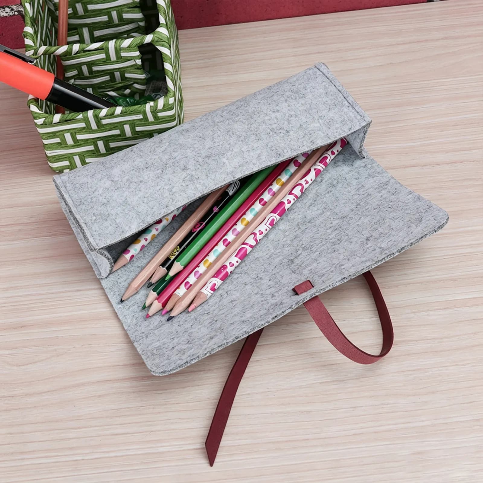 3Pcs Felt Pencil Case Set Chic Minimalist Stationery Organizer with 3 Unique Shapes Wear-Resistant Zipper Pouch for Pens Pencils