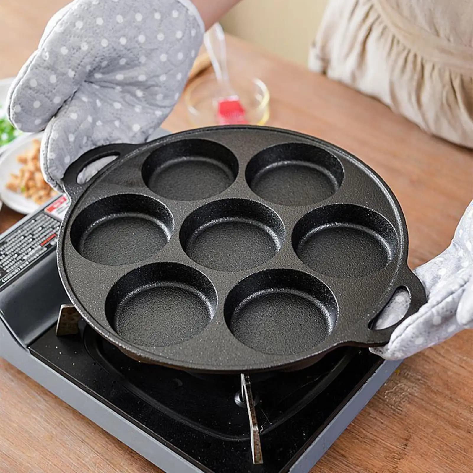 Flat non-stick bowl in cast iron Flat pan for pancakes for eggs Cooking tool for barbecue Breakfast Campsite Crepe Bistecca Pizza