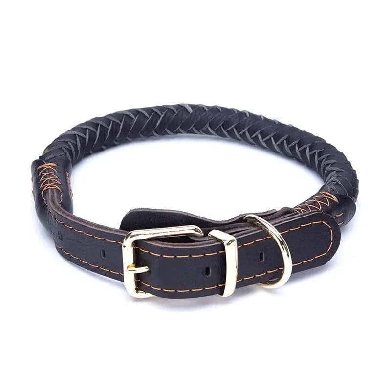 Guinzaglio regolabile per collo bulldog con collare medio e grande in pelle di vacchetta