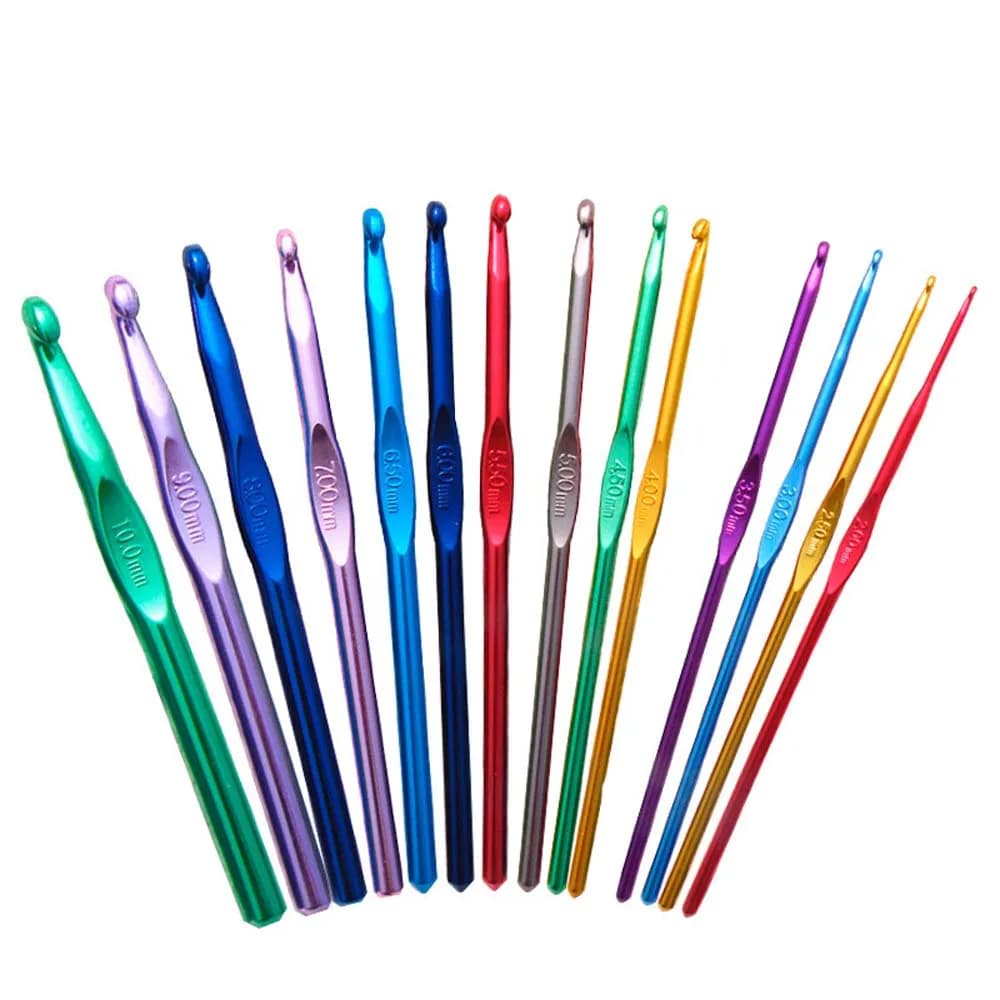 14 pezzi Set di attrezzi per uncinetto in allumina lana uncinetto strumento per maglieria fai da te accessori per cucire metallici cucitura cucito strumenti per punto uncinetto
