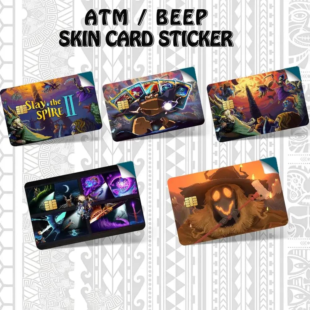 Set di 4 Adesivi Decorativi Impermeabili per Carte di Credito e Tessere Pubblicitaterici del Gioco S-Slay the Spire II