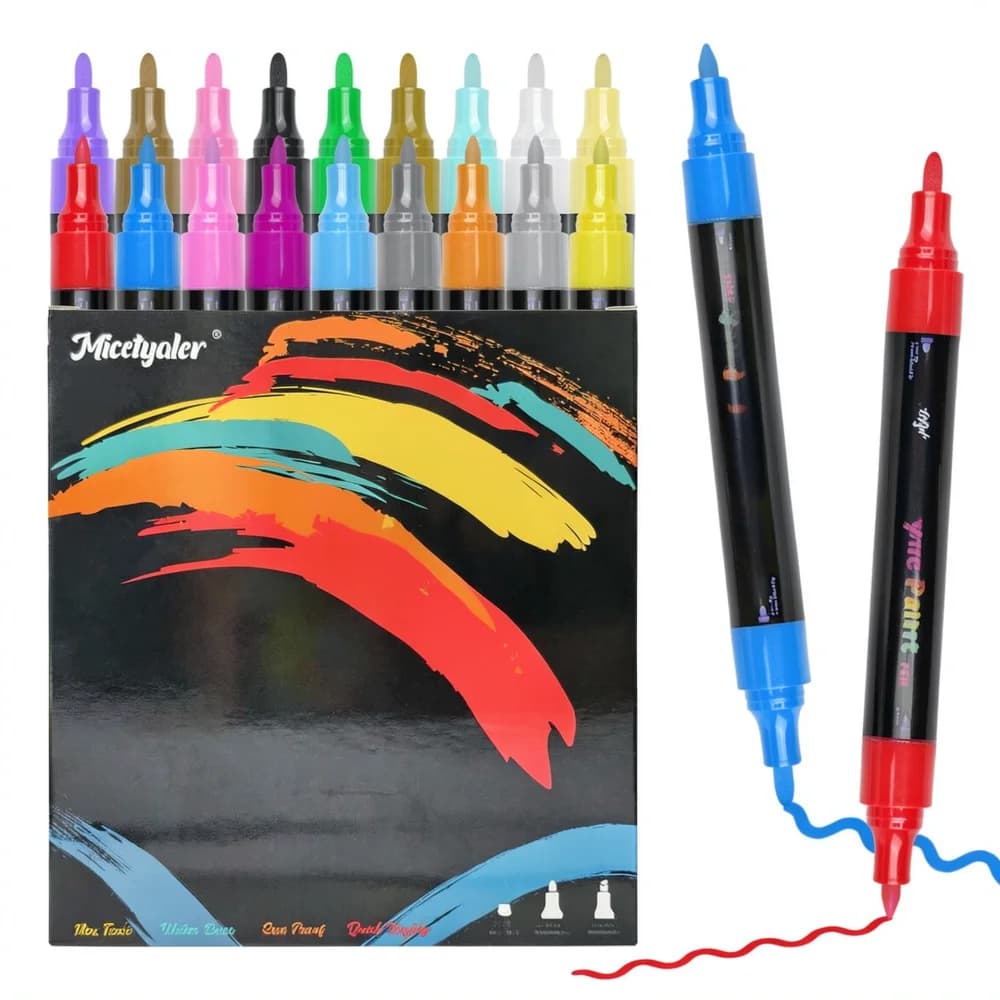 Water Based Acrylic Paint Markers Double Head Art Pens For Artist Painting Drawing Sketching Rock Art Crafting Supplies