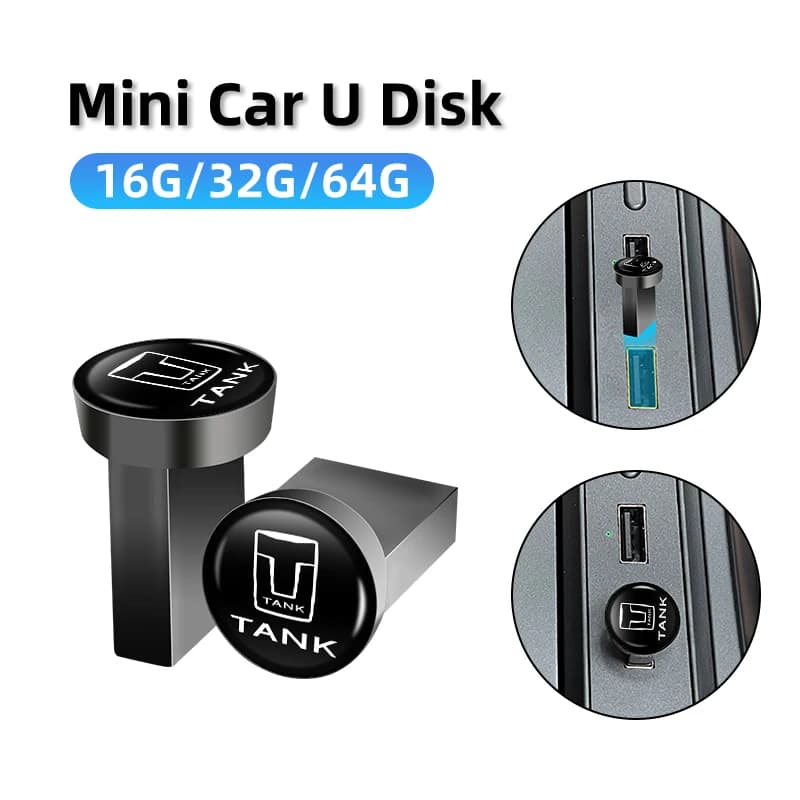 Car Interior 16GB/32GB/64GB USB Flash Drives Mini Metal Memory Stick Plug For WEY Tank 500 Macchiato Coffee 01 02 2021-2022