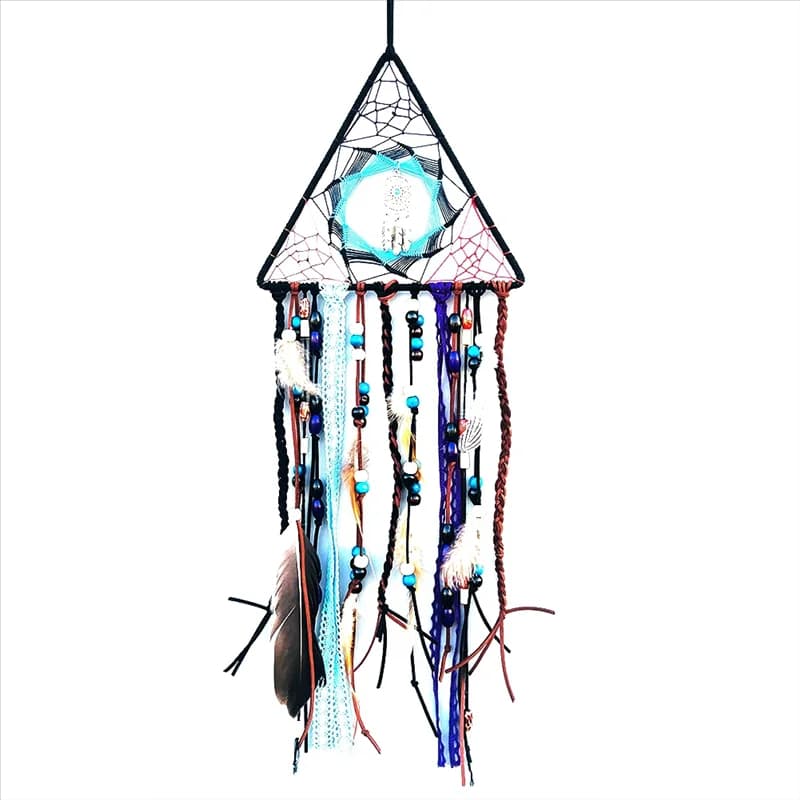 AEE6-Dream Catcher, Handmade Dreamcatcher With Feather Beads Turquoise Pendant Dream Catchers Boho Wall Art Hanging Decor