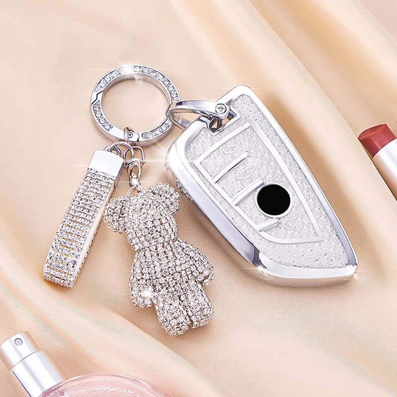 White Diamond Pattern TPU for BMW X1 X3 X5 X6 X7 1 3 5 6 7 Series G20 G30 G11 F15 F16 G01 G02 F48 Remote Car Key Case Cover Fob