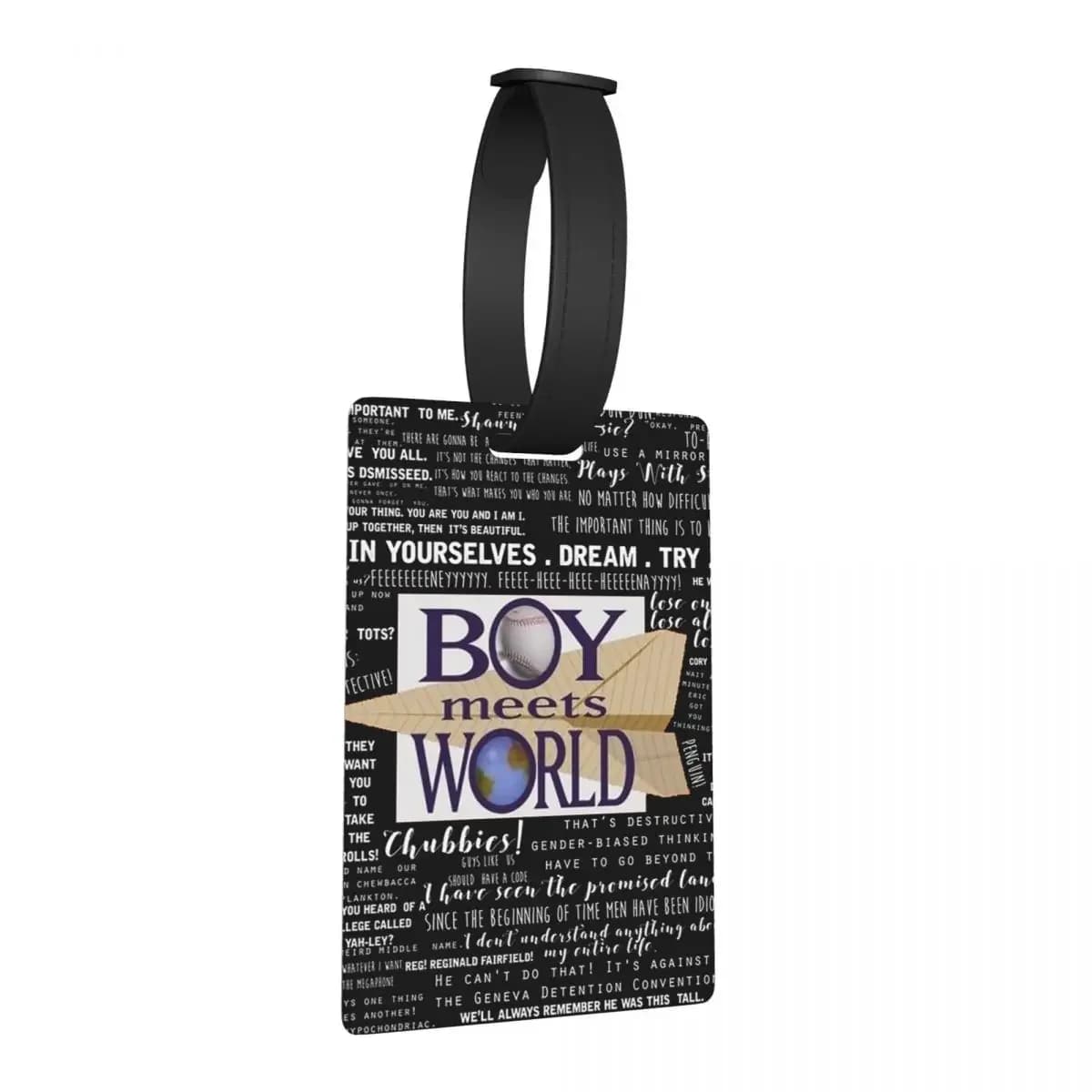 Il ragazzo incontra con citazioni memorabili del mondo Etichette per bagagli Accessori per valigie Etichetta per imbarco per bagagli portatile Porta etichette ID Nome Indirizzo