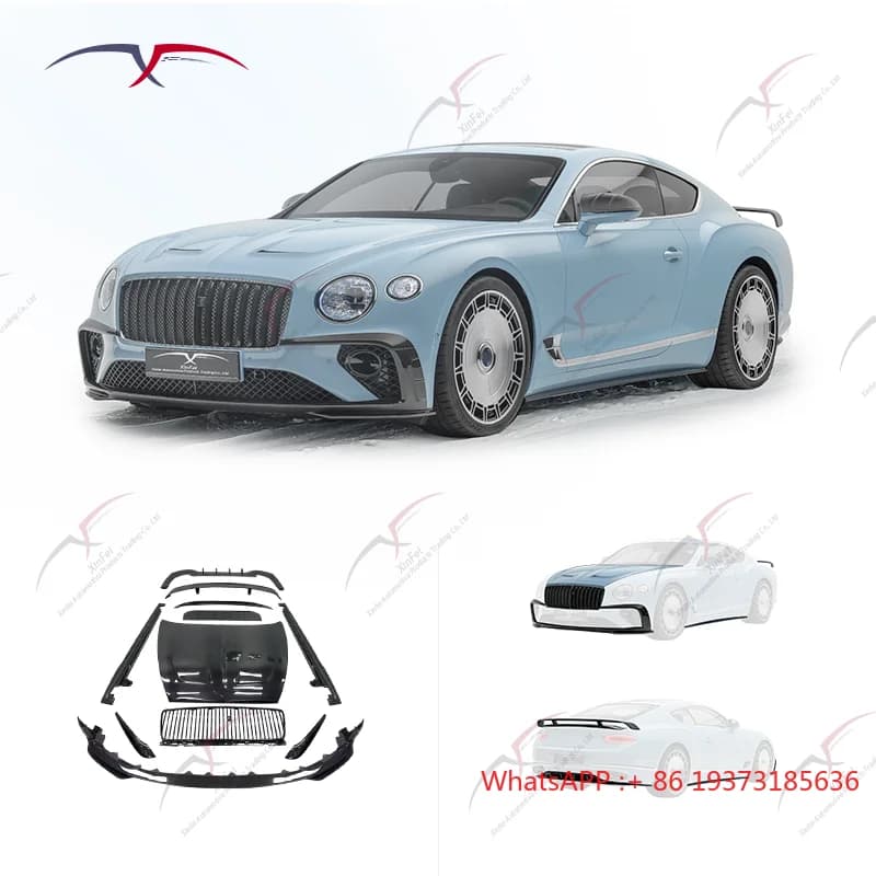 Per Bentley Continental GT Body Kit Aggiornamento MSY Style Paraurti per auto Labbro anteriore Diffusore posteriore Minigonne laterali Cappuccio