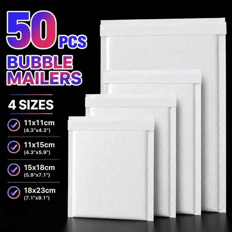 10-50Pcs White Poly Bubble Mailers Self Seal Waterproof Shipping Bags Foam Padded Packaging Envelopes for Business Wholesale