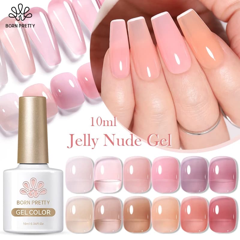 BORN PRETTY 10ML Jelly Nude Gel Smalto Traslucido Rosa Bianco Latteo Gel per unghie Manicure UV LED Semi Permanente Soak Off Smalto per unghie