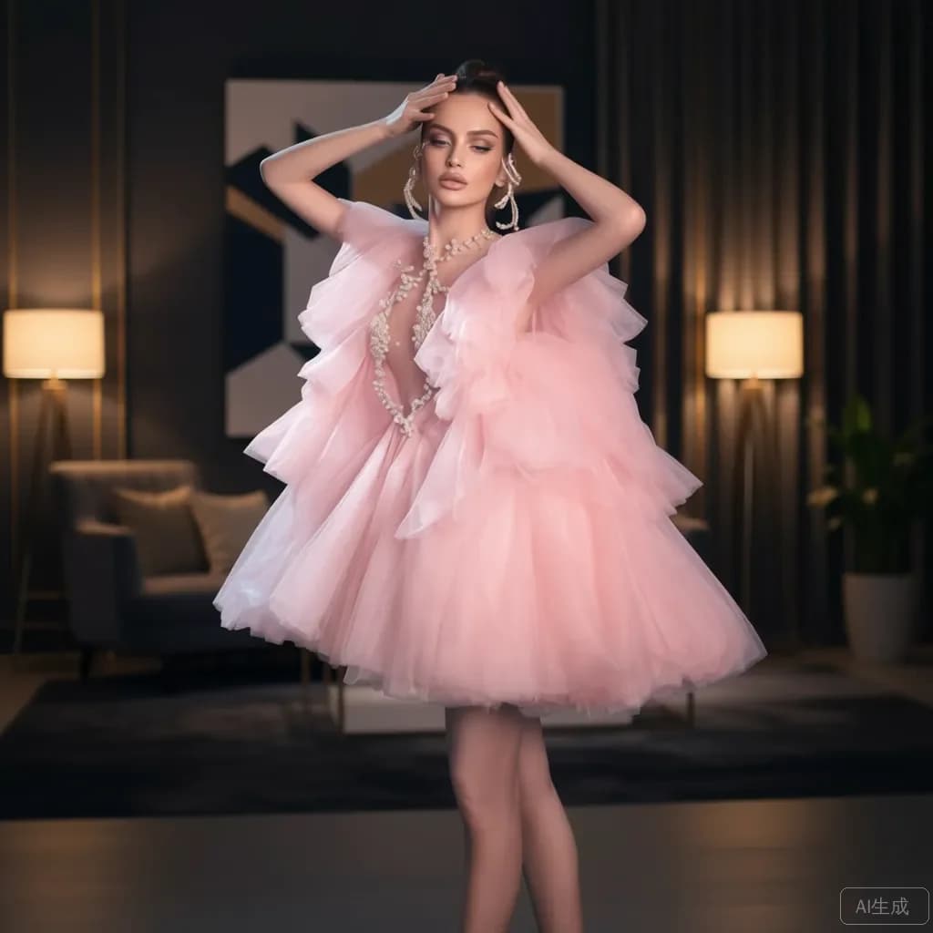 Abito da principessa in tulle con ricami di perle Abito floreale estivo in pizzo e gonna a sbuffo Abito da festa di nozze Tendenza 2026