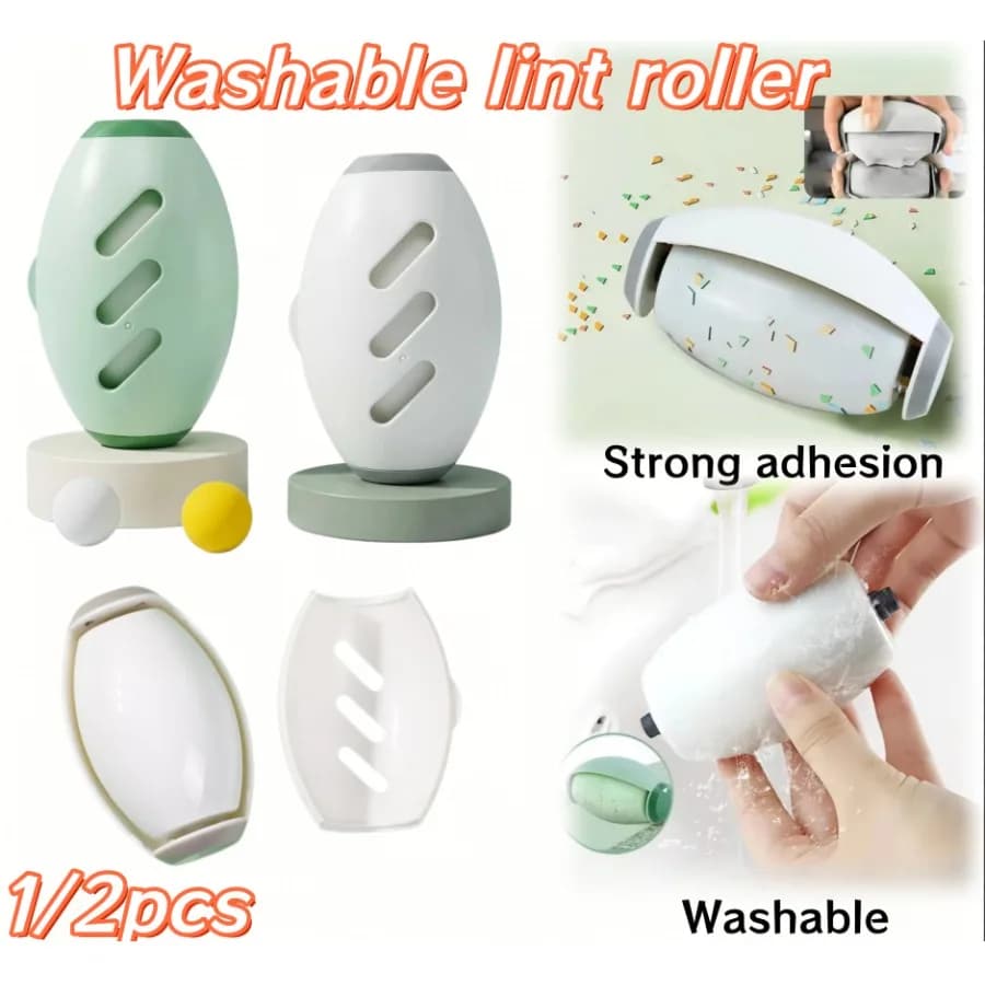 1/2pcs Portable Washable Lint Roller Reusable Strong Adhesive Clothes Cleaning Roller Time-Saver Hair Remover for Clothes Pets