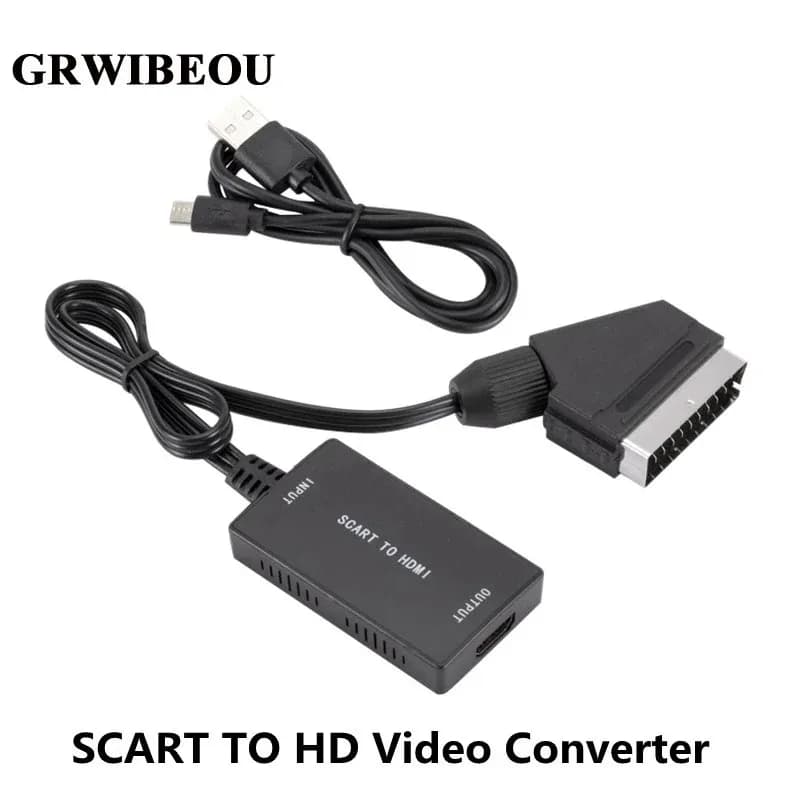 SCART to HDMI converter with 1080P cable, from SCART to HDMI, output HD 720P/1080P, audio video converter adapter for TV