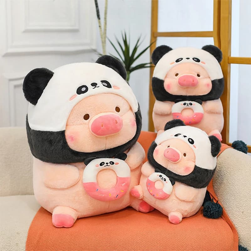 Simpatica bottiglia di latte panda maiale peluche cuscino di peluche bambola di peluche carina per bambini compleanno regalo di Natale per ragazze e donne