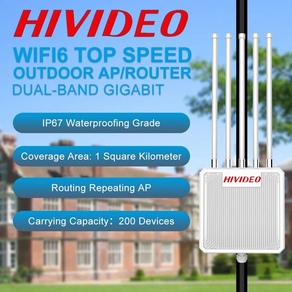 HIVIDEO Ripetitore WiFi POE 2402Mbps HI-AX3000, Amplificatore di Segnale Wi-Fi 2.4G/5GHz a Lungo Raggio