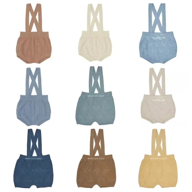 Pagliaccetto per neonati – Stile Ins SS26 Danish FUB Primavera/Estate, Body in maglia con spalline e pantaloncini per neonati, per maschietti e femminucce