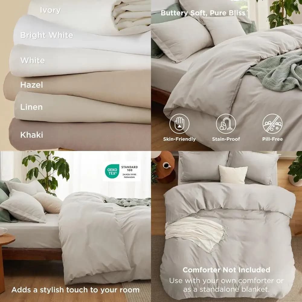 Set di Biancheria da Letto in Flanella Calda Misura Queen - Lussuoso Doppio Spazzolato con Chiusura a Cerniera, Include 1 Copripiumino, 1 Lenzuolo con Angoli, 2 Federe