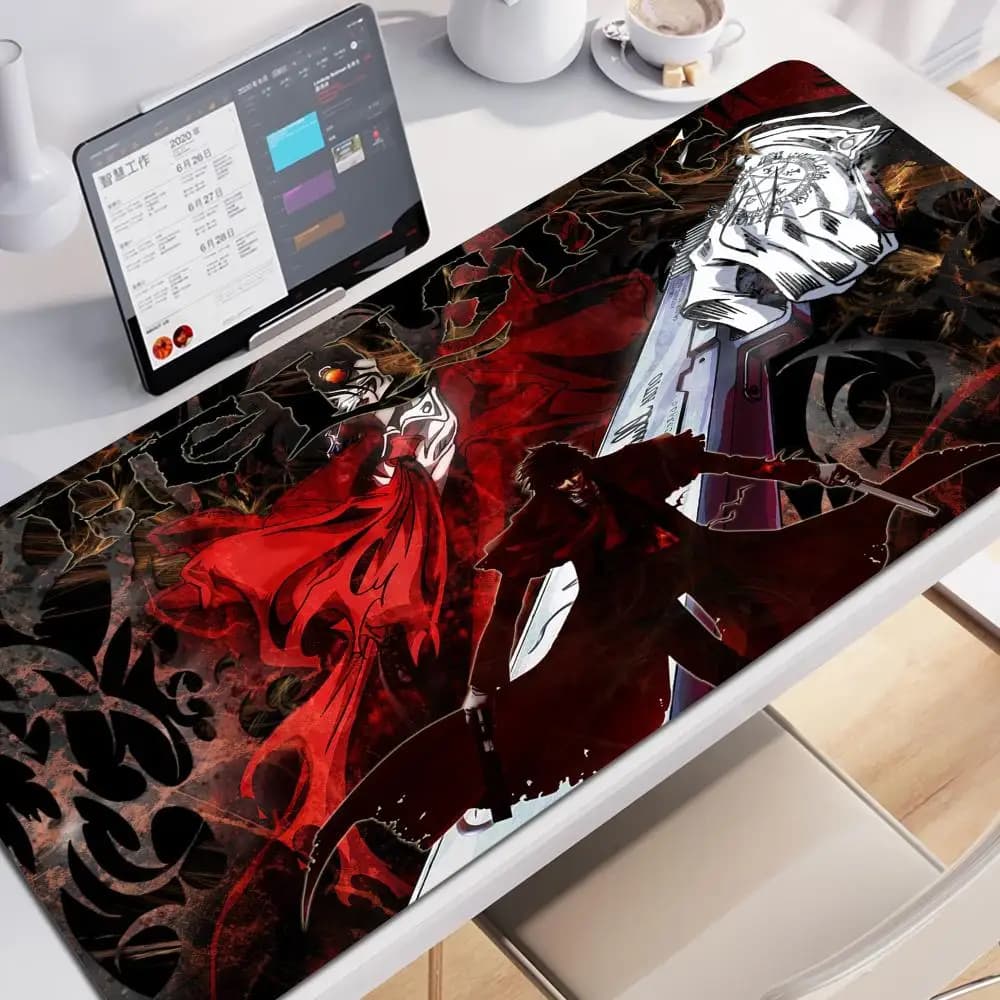 Tappetino per Mouse da Gaming HD per PC, Grande Tappetino Hellsing Alucard, Consegna Rapida, Tappetino Anime per Tastiera e Scrivania