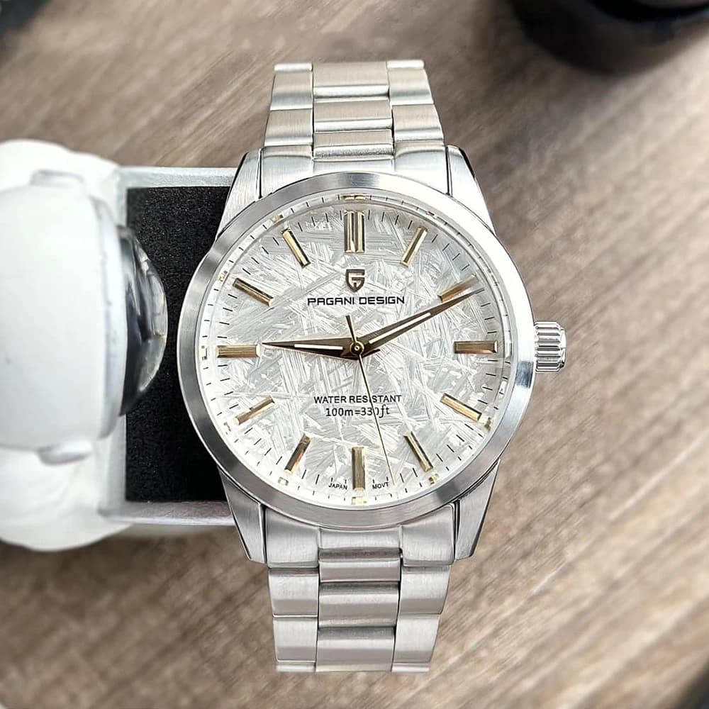 PAGANI DESIGN 40MM dial meteorite quartz watches men's luxury sapphire stainless steel 316L 100M waterproof watch for men