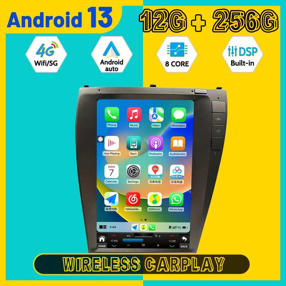Vertical Car Multimedia Automotive Player For Lexus ES350 ES ES240 ES300 2006~2012 Android Carplay GPS Navi Car Radio Head unit