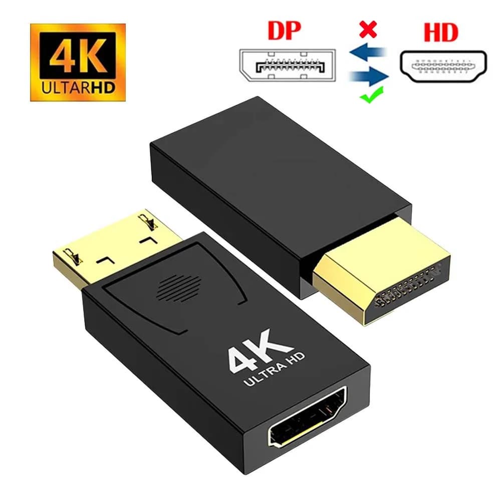 DP Adapter to HDTV Displayport to hdmi Video Output Converter HD 4K/60hz/1080p Gold Plated for Mackbook Computer Projector