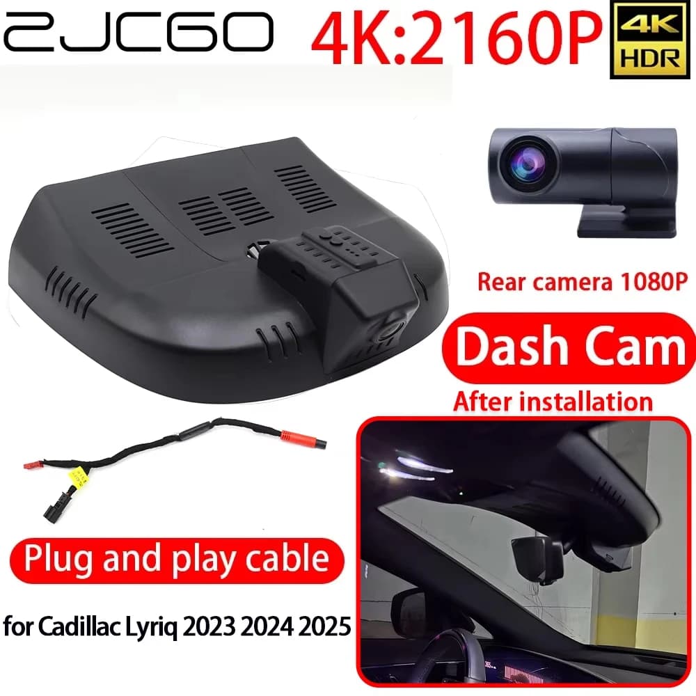 ZJCGO Dash Cam 4K for Car with Wifi, Sony lens, Front Camera and Rear, 24h Monitor for Cadillac Lyriq 2023 2024 2025
