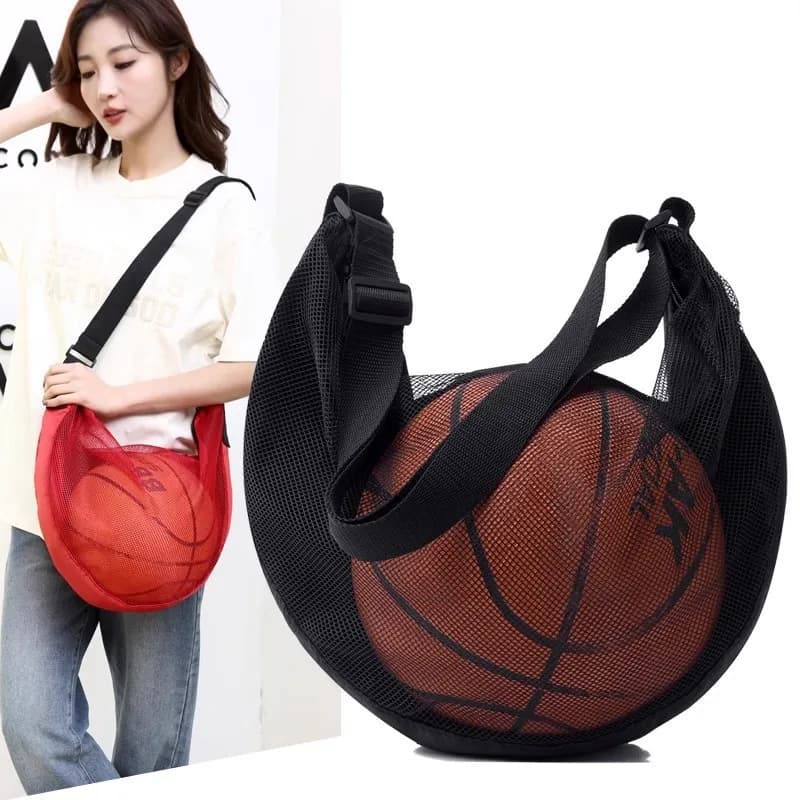 Shoulder bag for Basketball, Football, Volleyball, Single Shoulder Bag for Training with Hinge, Black Backpack