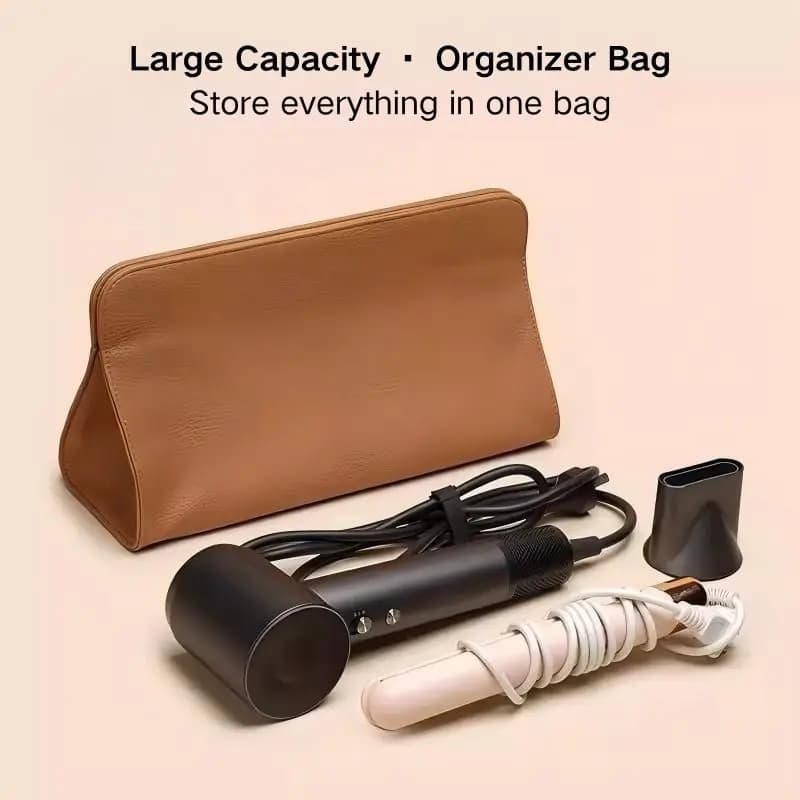 PU Multi-Use Organizer Bag – Large Capacity Storage for Hair Dryer, Curling/Flat Iron, Cosmetic Pouch for Home & On-the-Go Use