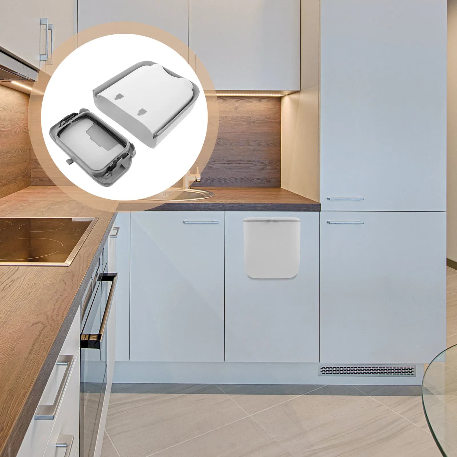 Cestino Pieghevole Sospeso con Coperchio, Elegante Contenitore per Rifiuti in Plastica Anti-Odore per Cucina, Bagno, Camera da Letto, Camper, Sotto Lavello, a Parete