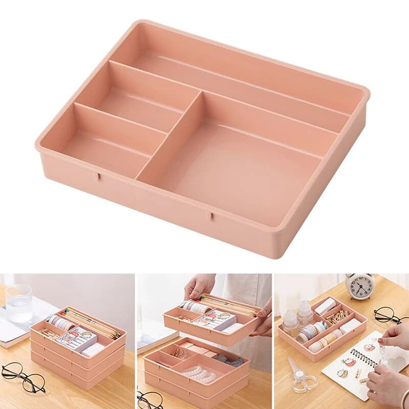Organizzatore per Cassetti Impilabile, Contenitore Multiuso con Scomparti per Scrivania, Casa e Ufficio