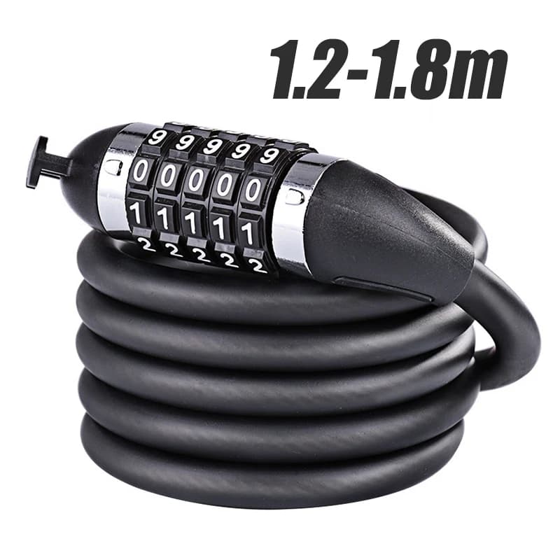 1.2-1.8m Bicicletta Password Blocco 5 Cifre Antifurto Cavo In Acciaio Mountain Road Biciclette Blocco Bici Attrezzatura Da Ciclismo Accessori