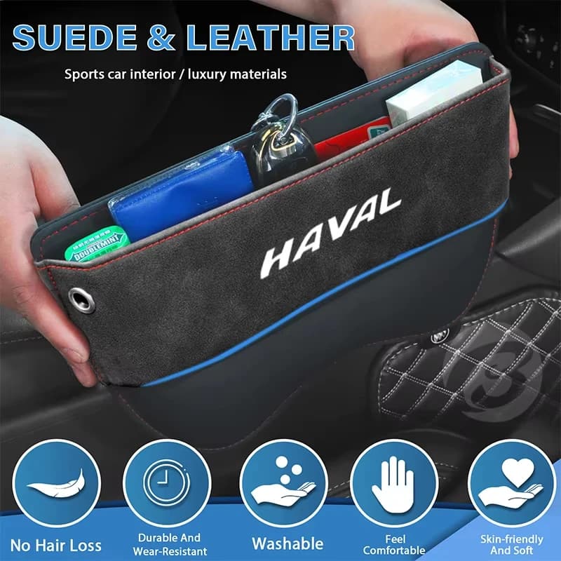 Suede Side Storage Pocket for Haval Jolion H6 H9 Car Front Seat Gap Filler Storage Box Leather Crevice Stowing Tidy Accessories