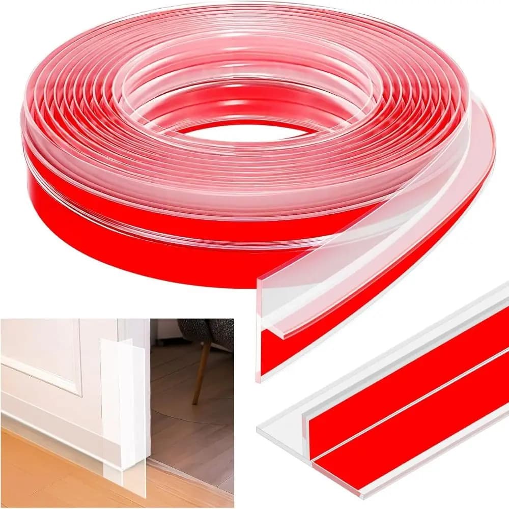 Fermaporta professionale in silicone a forma di T, autoadesivo, 6 m, spelafili, striscia di tenuta antivento, lato del telaio della porta