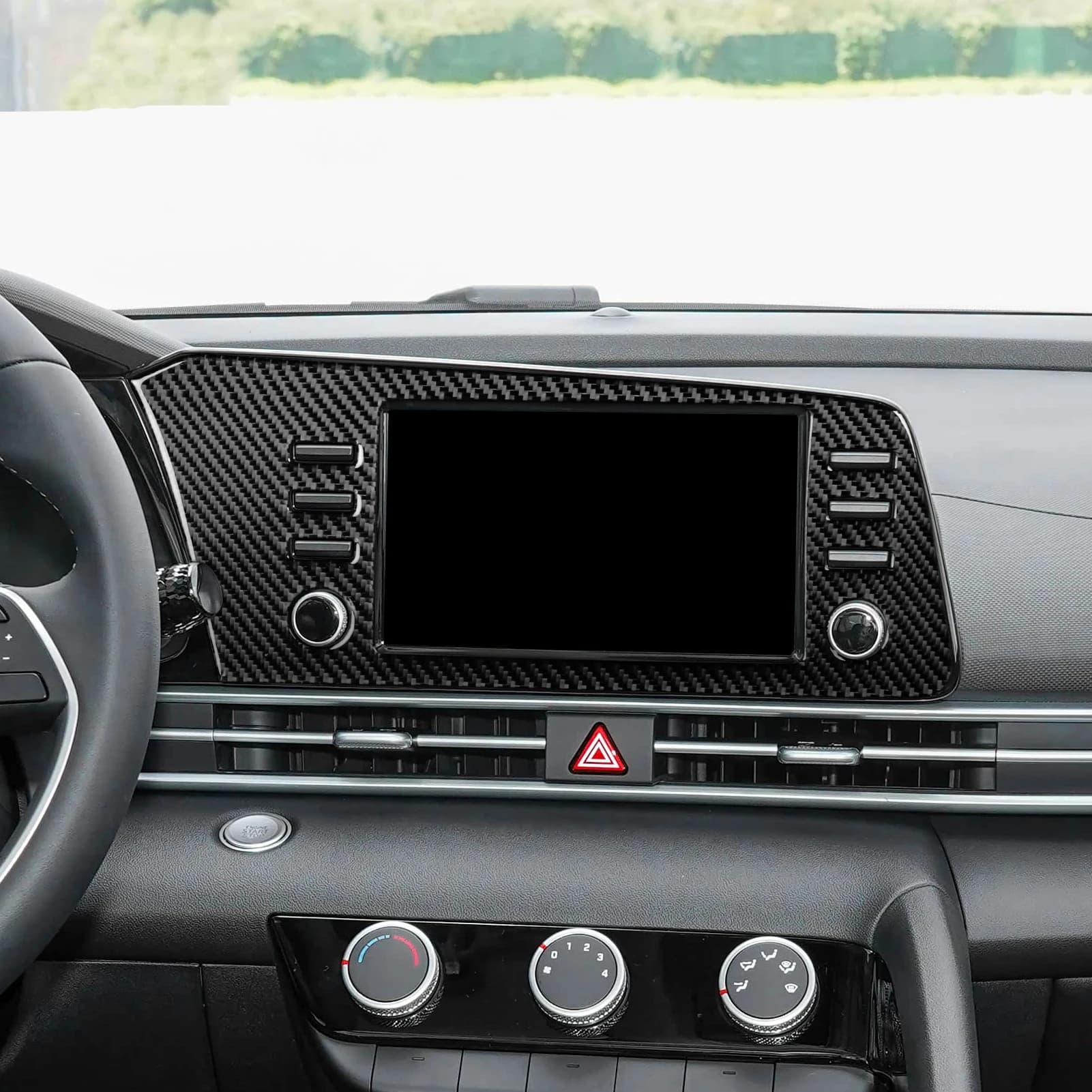 For Hyundai Elantra CN7 2021-2026 Carbon Fiber Central Console Navigation Screen Panel Cover Decorative Car Accessories Sticker