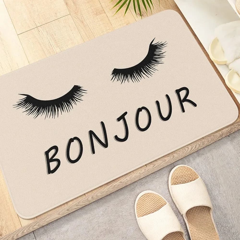 Set di Tappetini Decorativi con Motivi Raffinati e Scritte Multilingue, Elegante Tappeto per Ingresso, Regalo per Arredamento Casa