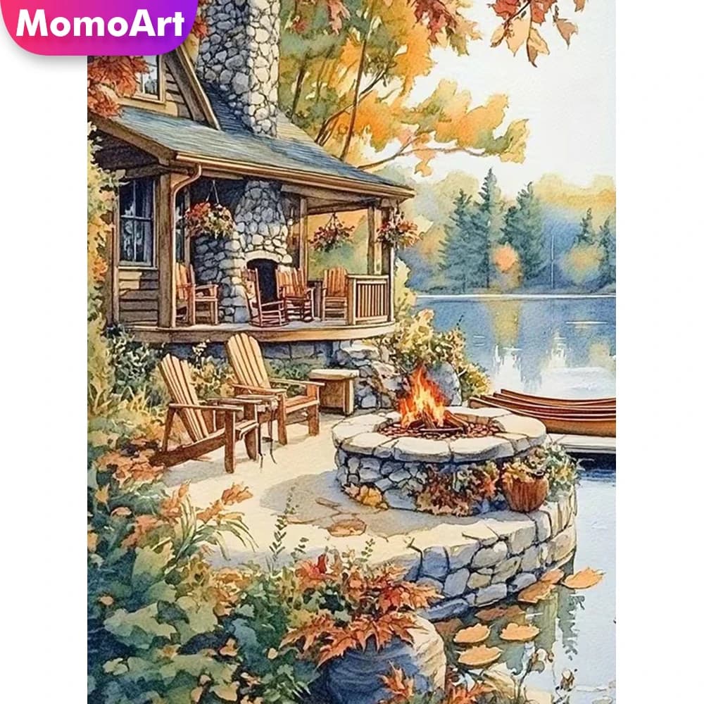 Momoart Diamond Painting Paesaggio Rustico Fai da Te Kit Mosaico Diamantato Ricamo Nuovo Arrivo Decorazione Murale