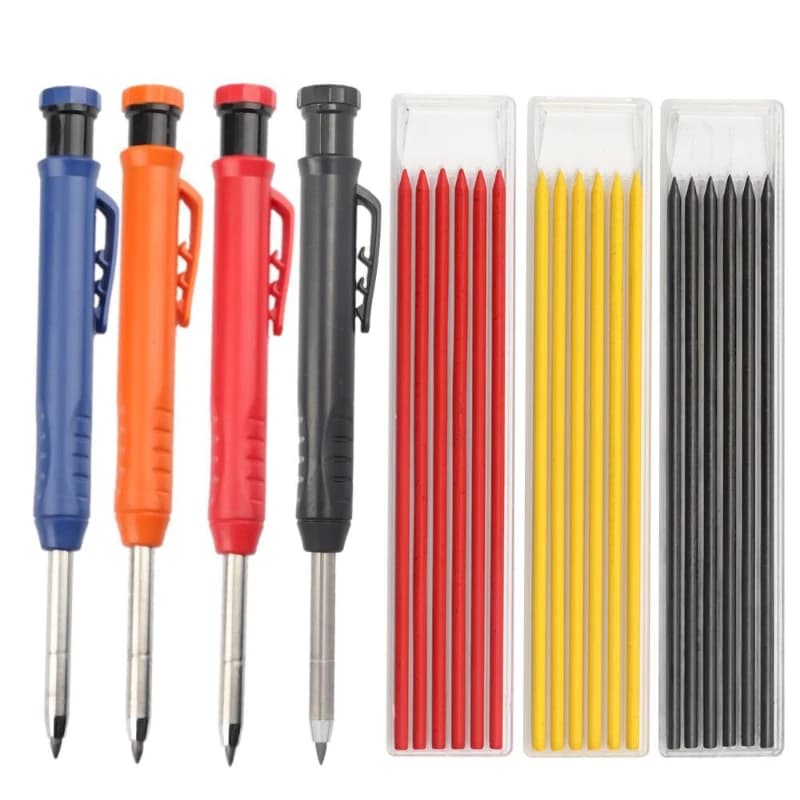 Solid Carpenter Pencil Built-in Pencil Sharpener Suitable for Woodworking Architect's Mechanical Pencil Deep Hole Marking Kit