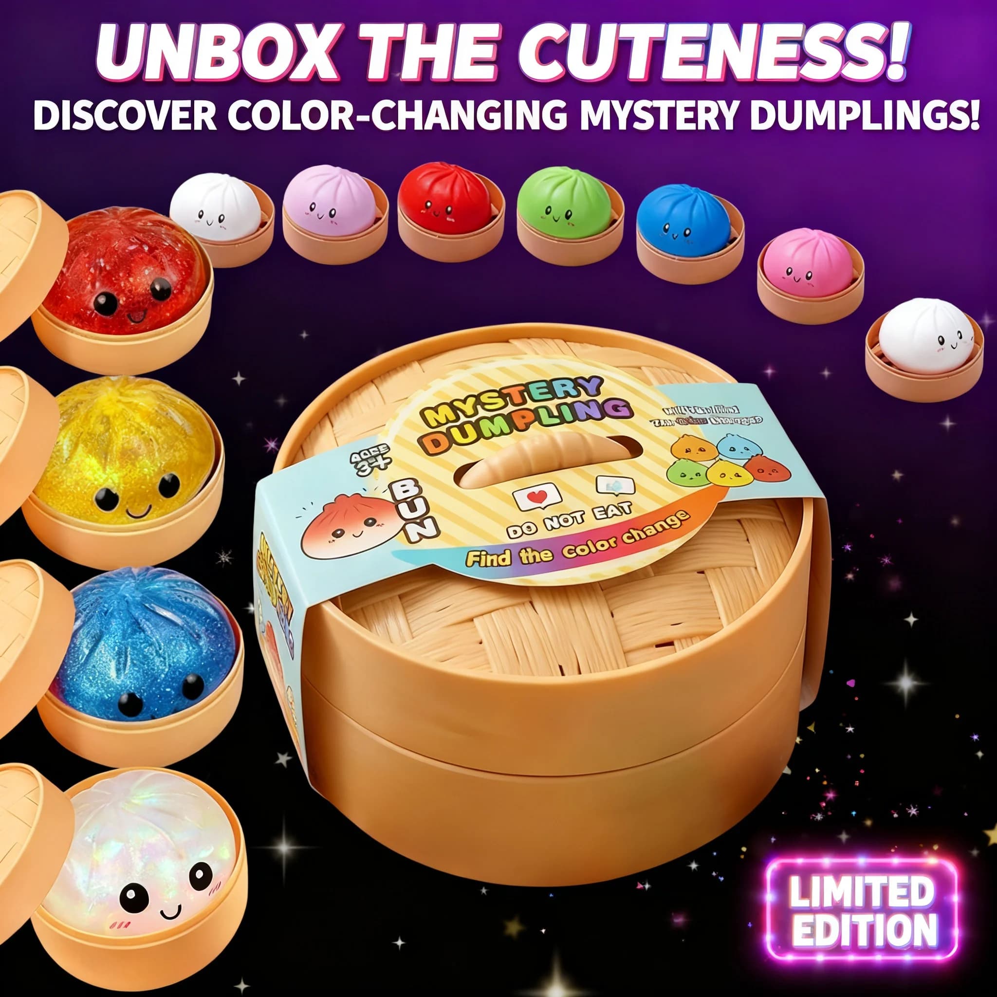 Aesthetic Desktop Sensory Toy Glitter Dumpling Mystery Box 10 Colors Random Stress Balls Creative Office Fidget Gift
