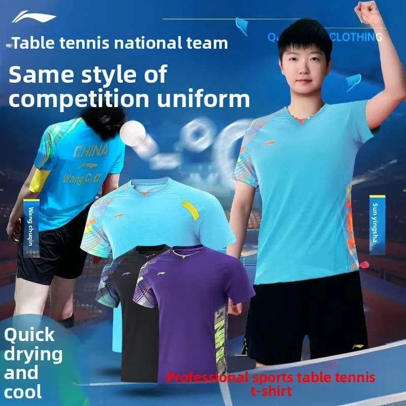 Li Ning uniforme da ping pong da uomo e da donna ad asciugatura rapida traspirante a maniche corte nuovi vestiti da allenamento abbigliamento sportivo