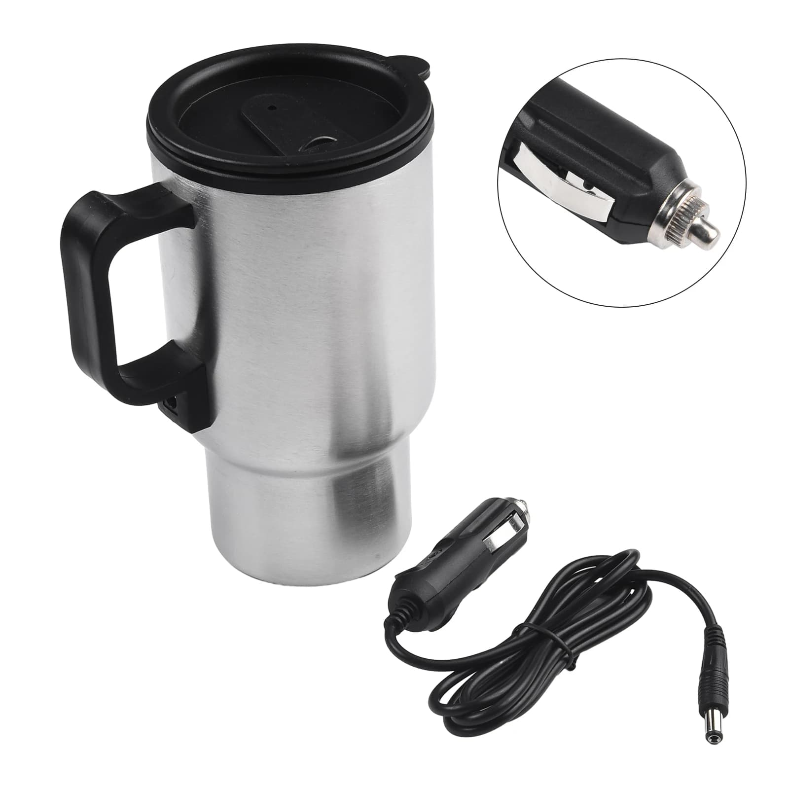 Car Electric Water Heater Mug Stainless Steel Travel Heated Coffee For Kettles Cup Outdoor Camping Kettles Vehicle Heating Cup
