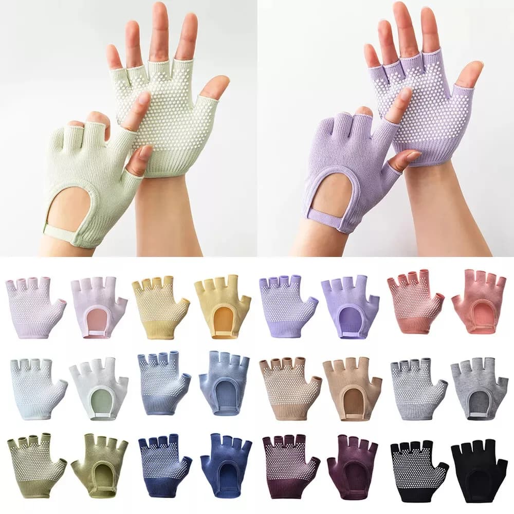 1 pair of anti-slip yoga gloves half finger for women, pilates, hot cycling gloves, multi-color yoga gloves, fitness air yoga accessory